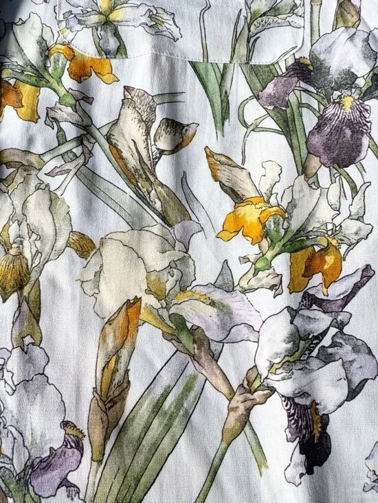 Alexander McQueen Woman's Sz 38 US Sz 2 Meadow Floral Print 100% Silk Pajama Top - Picture 11 of 13